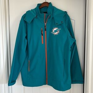 G-III NFL Miami Dolphins Football Teal Fleece Lined Jacket Zip Hood Men's XL NEW